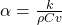 \alpha = \frac{k}{\rho C v}